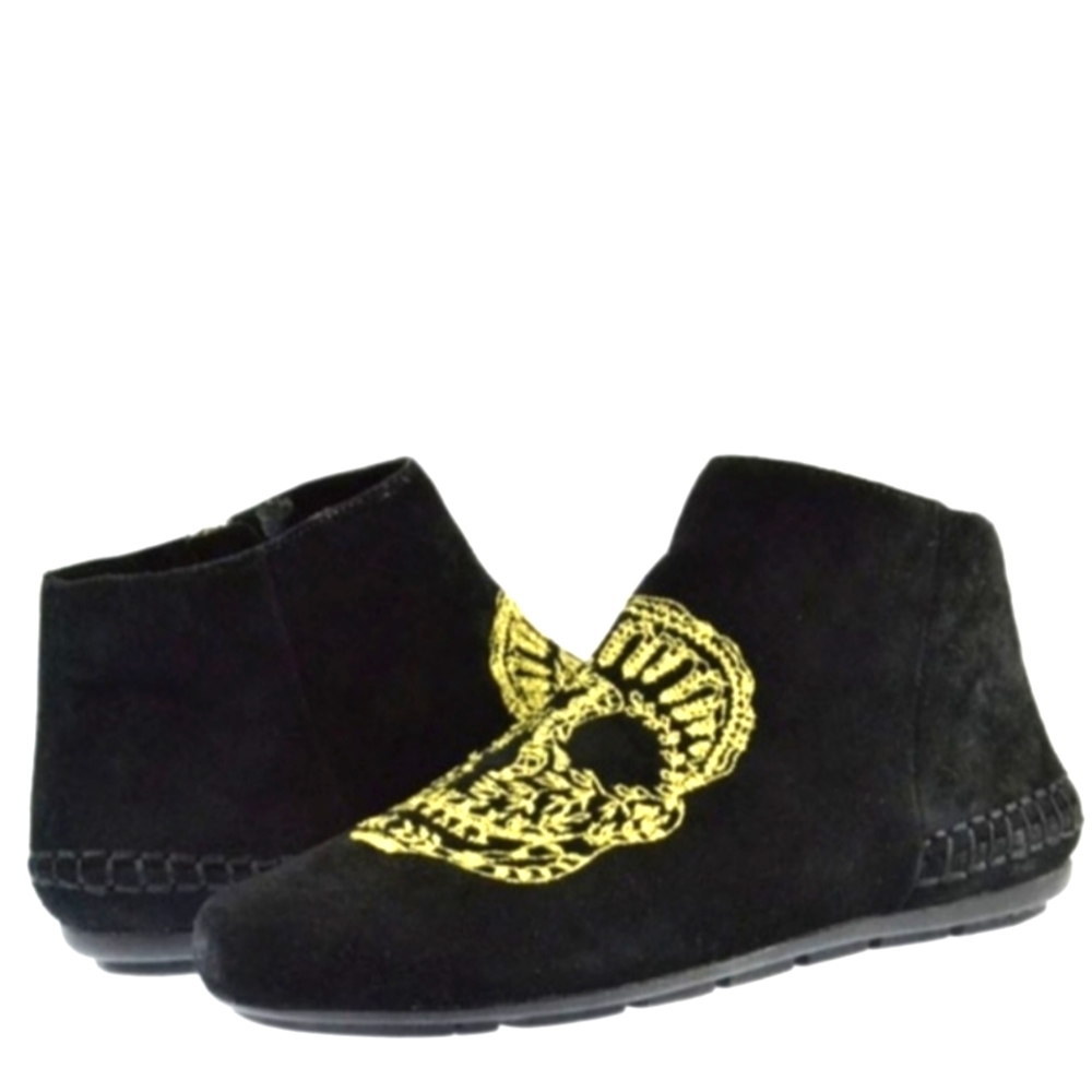 House of Harlow 1960 | Black Suede Mara Skull Moccasin Booties. Size EU 36.